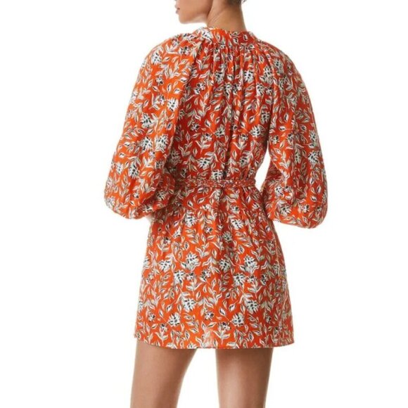 Alice + Olivia 'Lilian' Floral Linen-Blend Mini-Dress, Free Swinging Sienna - Picture 3 of 4
